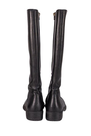 Coach - Black Leather Upper Logo Detail Tall Boots Sz 7 - Current Boutique