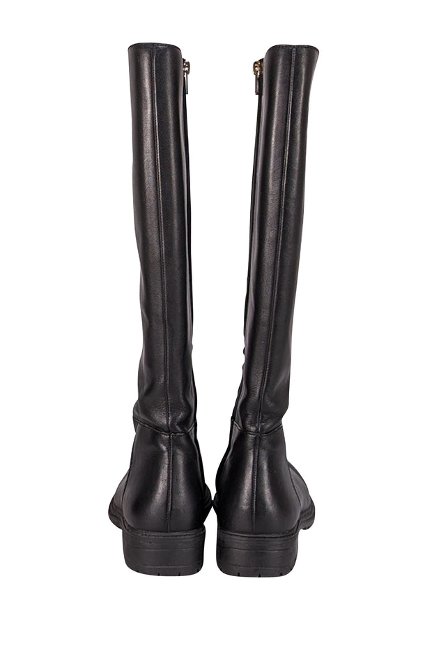 Coach - Black Leather Upper Logo Detail Tall Boots Sz 7 - Current Boutique