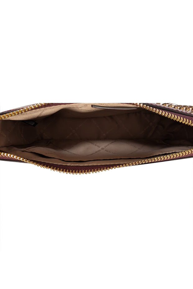 Michael Kors - Maroon Metallic Leather Snakeskin Embossed Crossbody Bag
