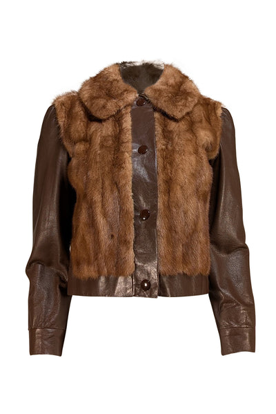Sprung Freres - Chocolate Brown W/ Fur Detail Short Jacket Sz S