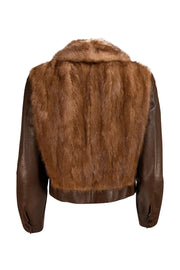 Sprung Freres - Chocolate Brown W/ Fur Detail Short Jacket Sz S