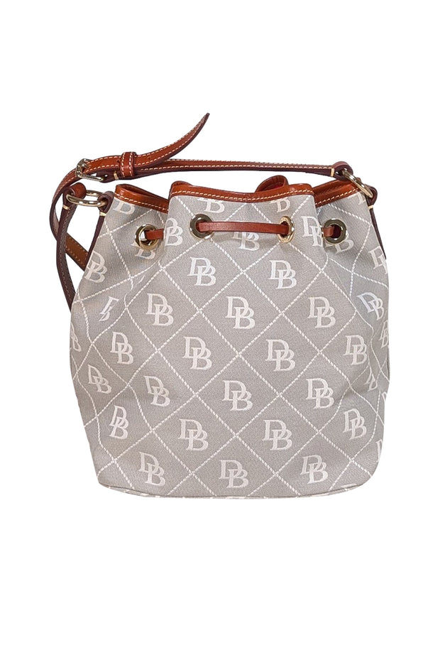 Dooney & Bourke - Grey Monogram Print Bucket Bag - Current Boutique