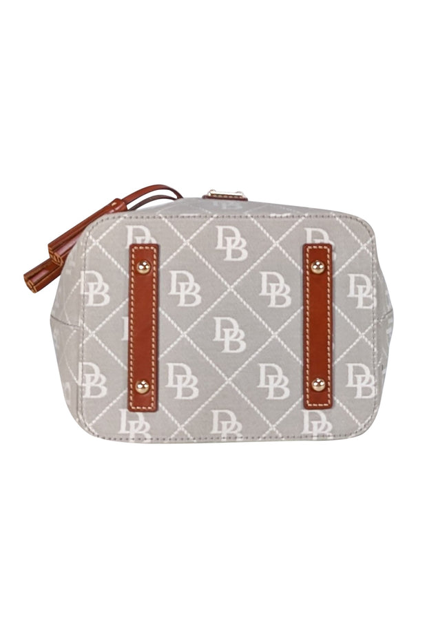 Dooney & Bourke - Grey Monogram Print Bucket Bag - Current Boutique