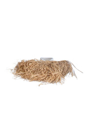 Jacquemus - Beige & White Raffia Woven Calfskin Le Petit Baci Handbag - Current Boutique