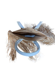 Jacquemus - Beige & White Raffia Woven Calfskin Le Petit Baci Handbag - Current Boutique