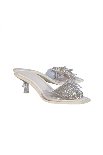 Cult Gaia - Ivory Beaded Tassel Front Mule Heels Sz 8.5 - Current Boutique