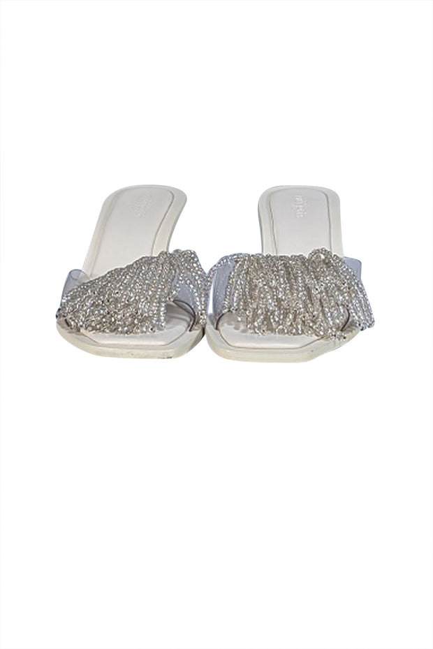 Cult Gaia - Ivory Beaded Tassel Front Mule Heels Sz 8.5 - Current Boutique
