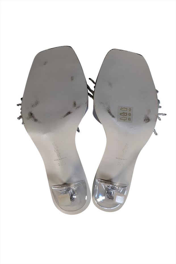 Cult Gaia - Ivory Beaded Tassel Front Mule Heels Sz 8.5 - Current Boutique