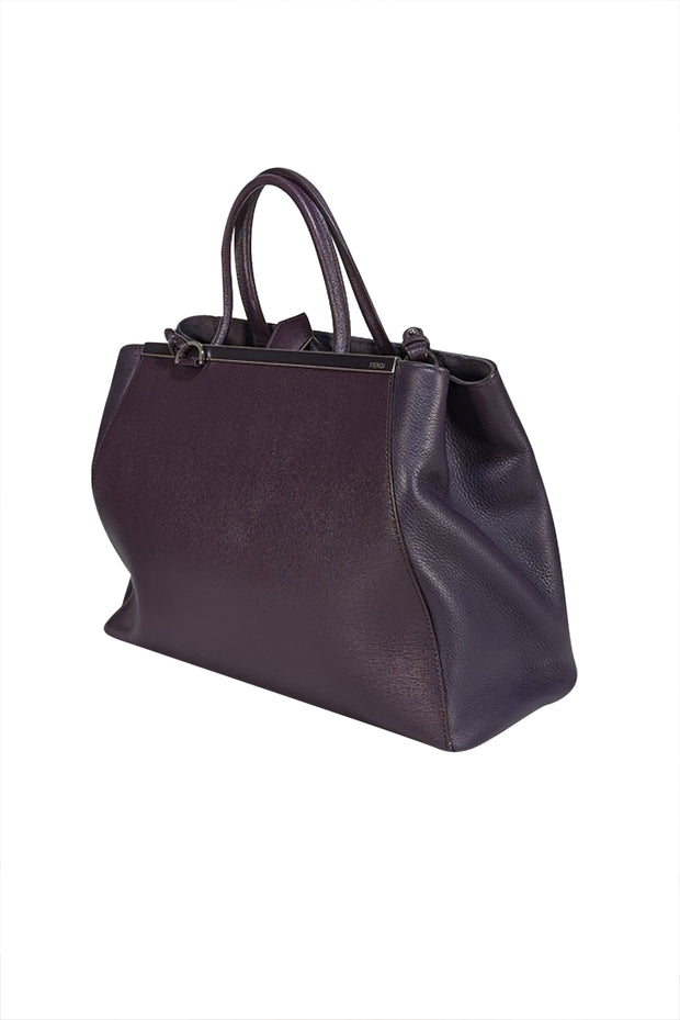Fendi - Dark Purple Leather Large Satchel Bag - Current Boutique