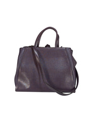 Fendi - Dark Purple Leather Large Satchel Bag - Current Boutique
