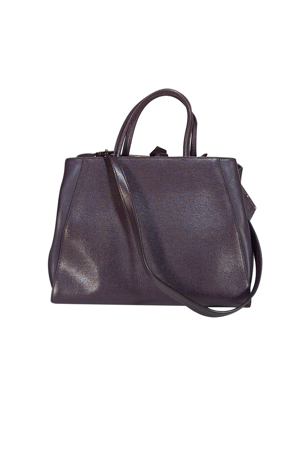 Fendi - Dark Purple Leather Large Satchel Bag - Current Boutique