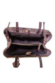 Fendi - Dark Purple Leather Large Satchel Bag - Current Boutique