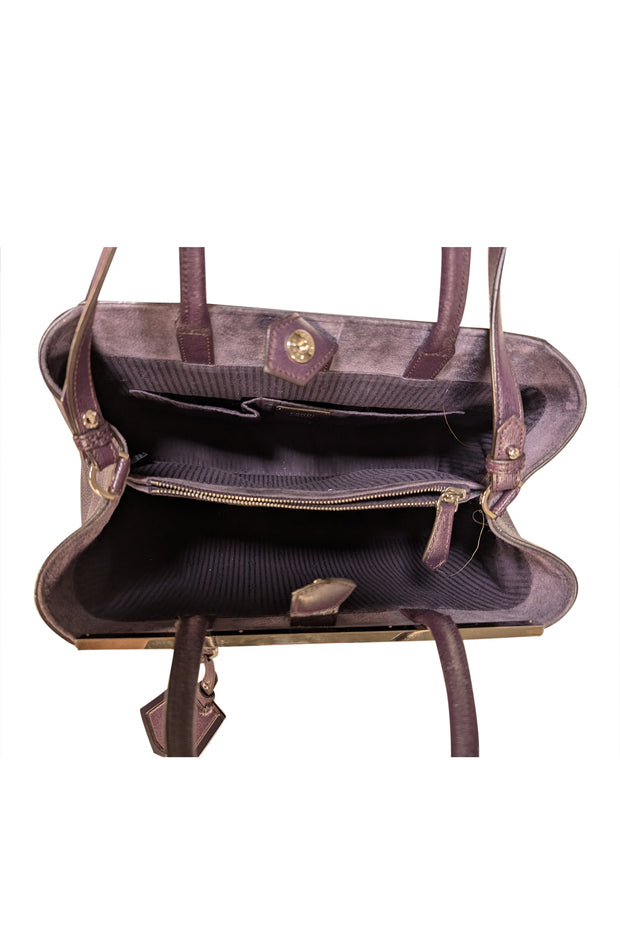 Fendi - Dark Purple Leather Large Satchel Bag - Current Boutique