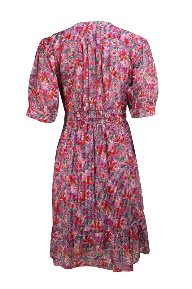 Ba&sh - Purple w/ Red, Pink, & Green Floral Button Front Dress Sz 8 - Current Boutique