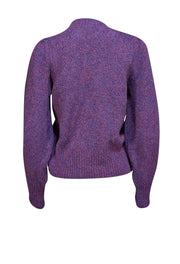 Veronica Beard - Red & Blue Fuzzy Knit Puff Sleeve Sweater Sz M - Current Boutique