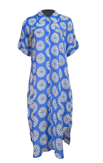 Baum Und Pferdgarten - Blue & White Floral "Anelise" Dress Sz 10 - Current Boutique