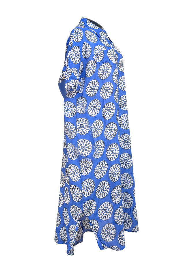 Baum Und Pferdgarten - Blue & White Floral "Anelise" Dress Sz 10 - Current Boutique