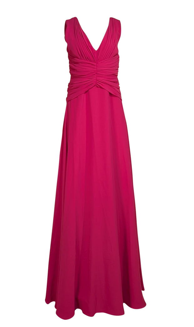 Rhea Costa - Purple Sleeveless Ruched Bodice Formal Gown Sz M - Current Boutique
