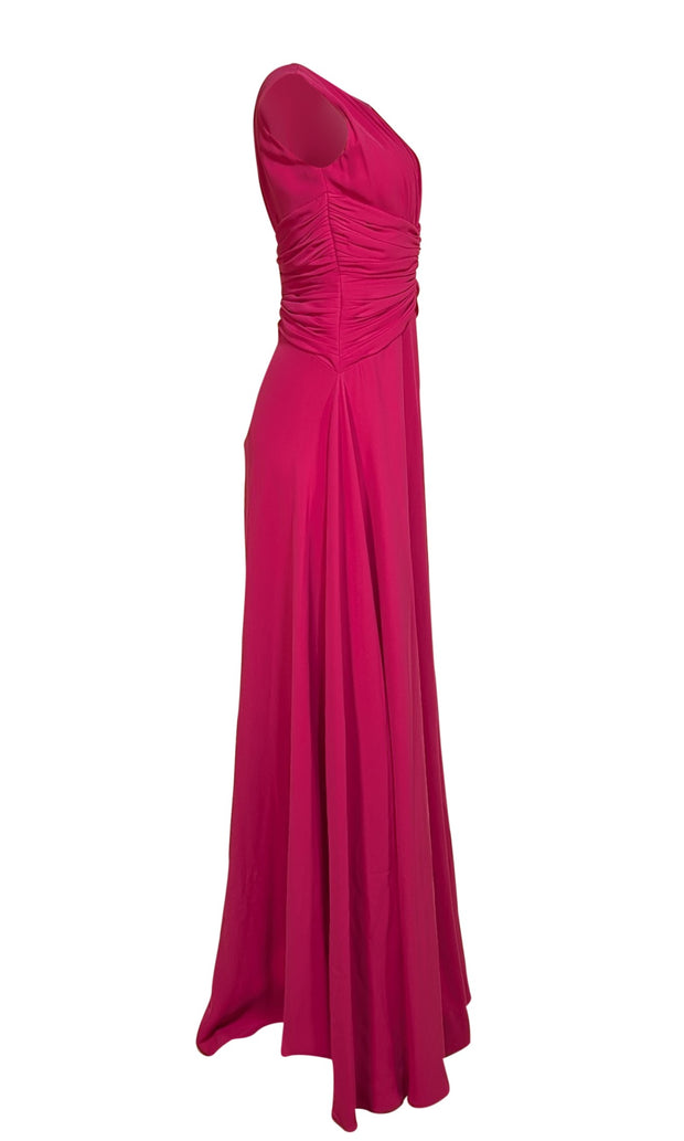Rhea Costa - Purple Sleeveless Ruched Bodice Formal Gown Sz M - Current Boutique