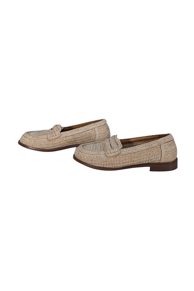 Sezane - Beige Raffia Slip On Loafers Sz 9 - Current Boutique
