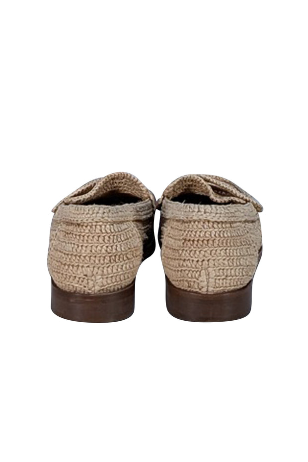 Sezane - Beige Raffia Slip On Loafers Sz 9 - Current Boutique