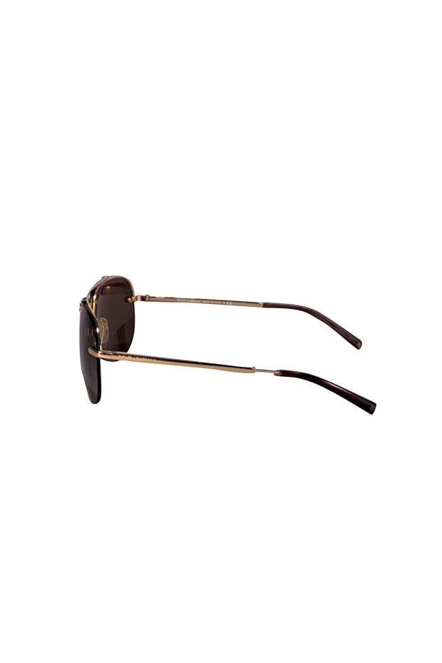 Dolce & Gabbana - Brown & Gold Frameless Aviator Sunglasses - Current Boutique