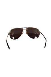 Dolce & Gabbana - Brown & Gold Frameless Aviator Sunglasses - Current Boutique