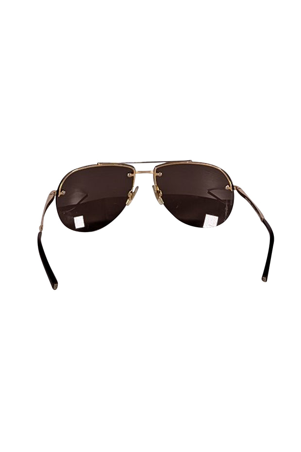 Dolce & Gabbana - Brown & Gold Frameless Aviator Sunglasses - Current Boutique