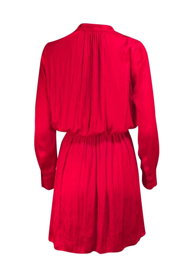 Zadig & Voltaire - Bright Red Satin Elastic Waist Dress Sz S