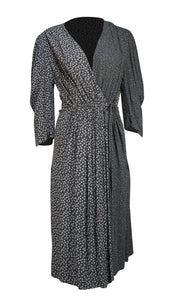 See By Chloe - Green Floral & Polka Dot Print Wrap Midi Dress Sz 12 - Current Boutique