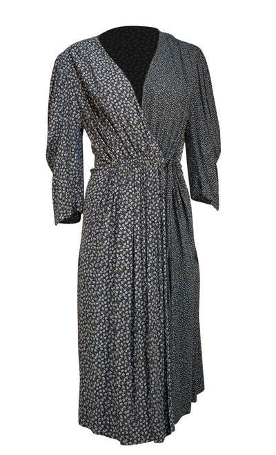 See By Chloe - Green Floral & Polka Dot Print Wrap Midi Dress Sz 12 - Current Boutique