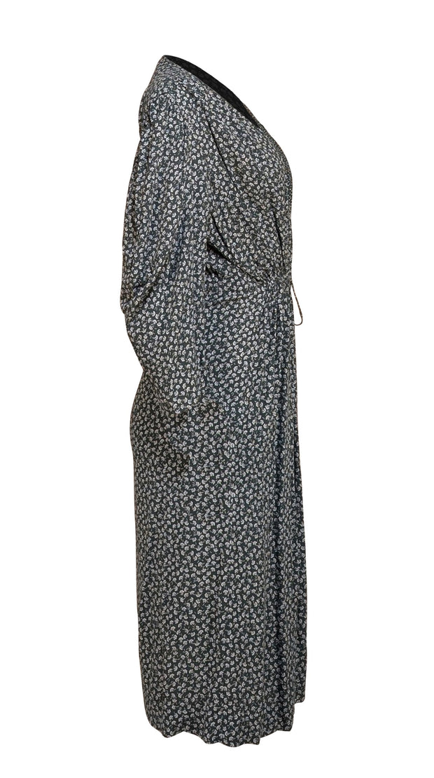 See By Chloe - Green Floral & Polka Dot Print Wrap Midi Dress Sz 12 - Current Boutique