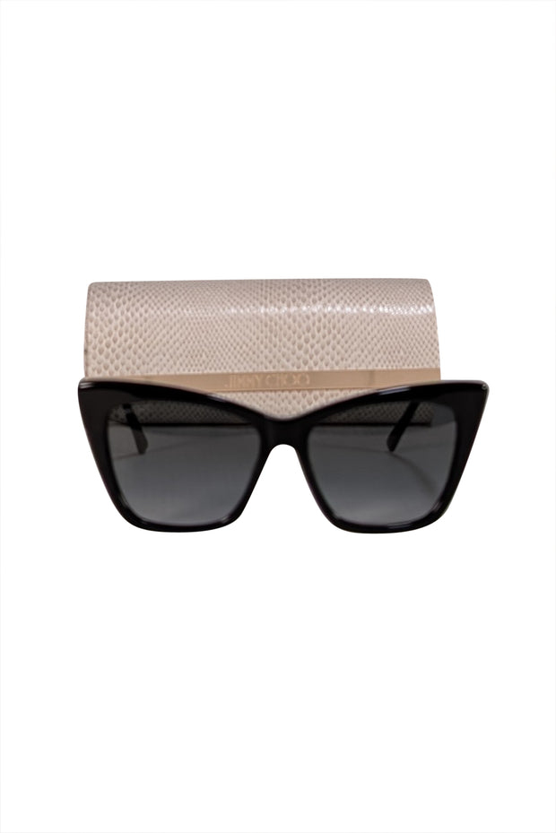 Jimmy Choo - Black Square Sparkly Leg Sunglasses - Current Boutique