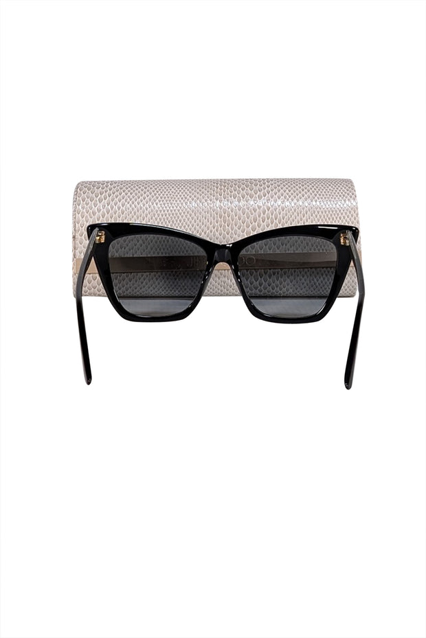 Jimmy Choo - Black Square Sparkly Leg Sunglasses - Current Boutique