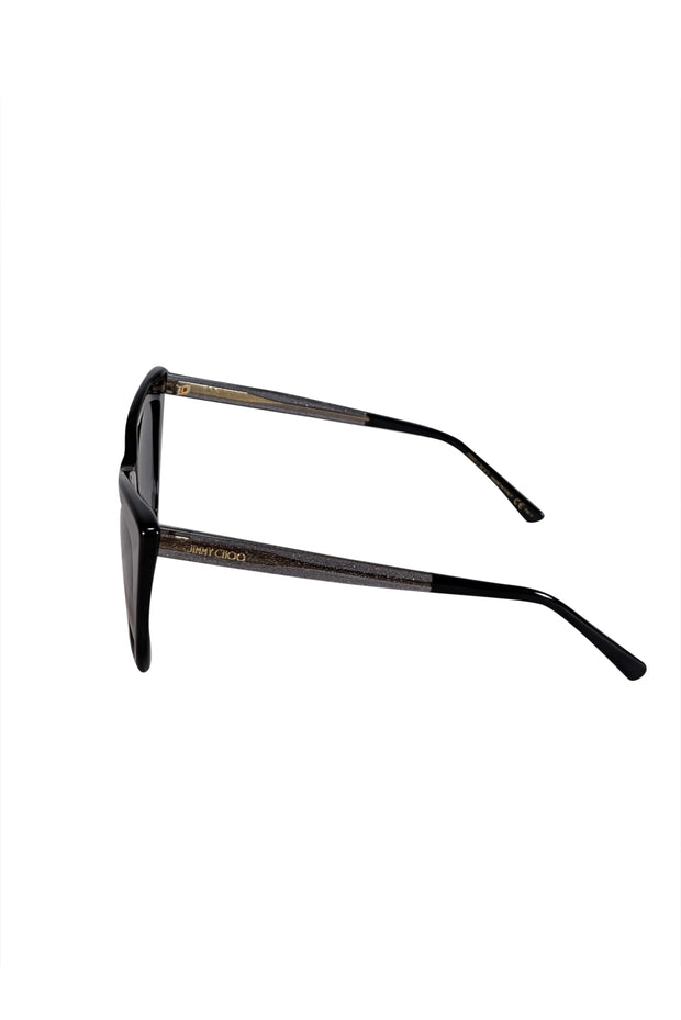 Jimmy Choo - Black Square Sparkly Leg Sunglasses - Current Boutique