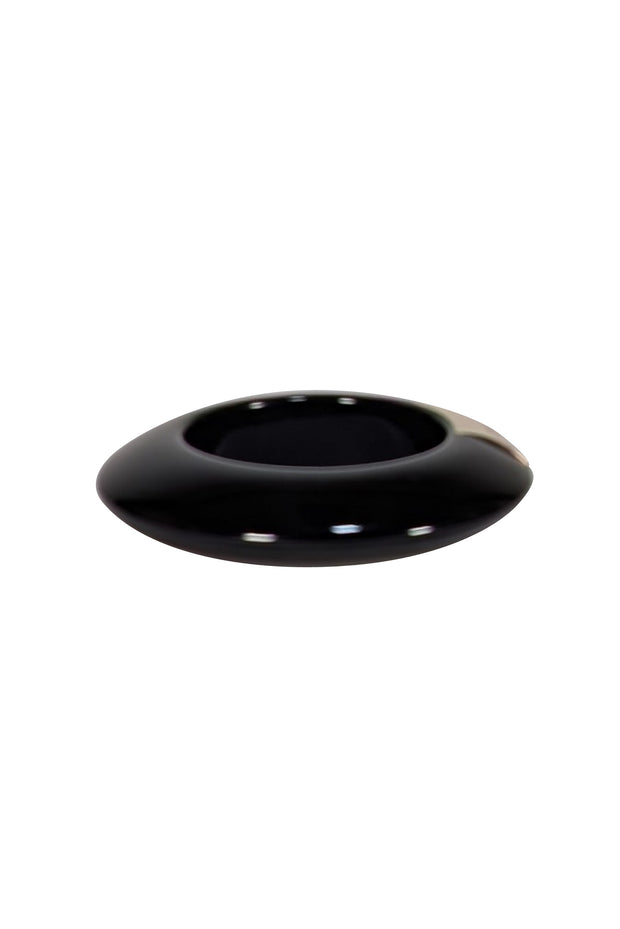 Jimmy Choo - Black Acrylic & Gold Thick Bangle Bracelet - Current Boutique