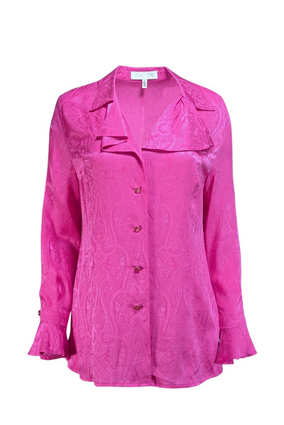 Escada - Pink Paisley Print Silk Blouse Sz 12 - Current Boutique