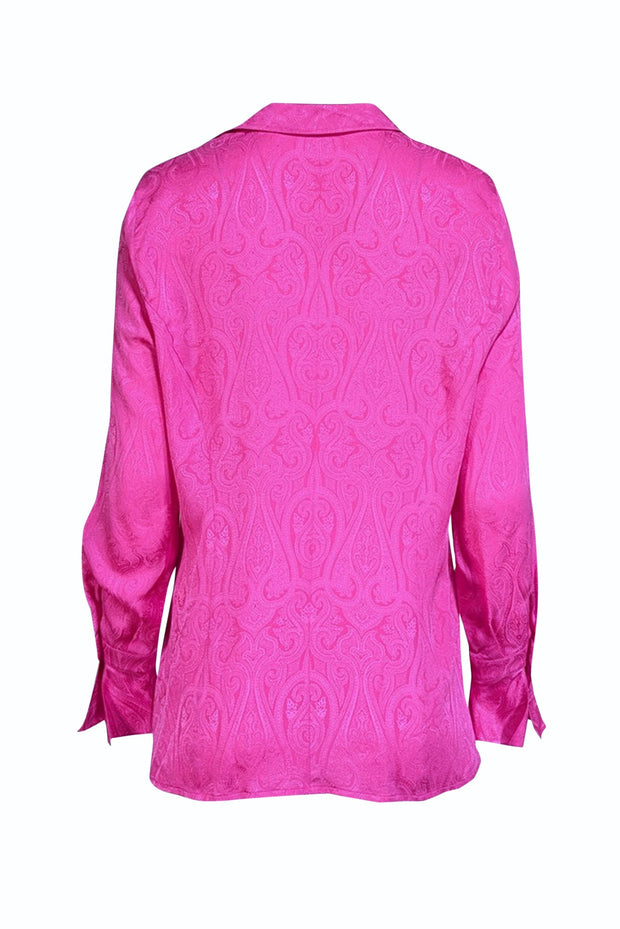 Escada - Pink Paisley Print Silk Blouse Sz 12 - Current Boutique