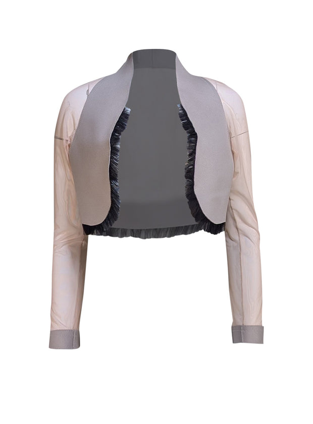 Marie Saint Pierre - Beige & Black Mesh Bolero Jacket Sz 6