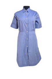Callas - Blue Cotton Button Down Mini "Satie" Dress Sz 8