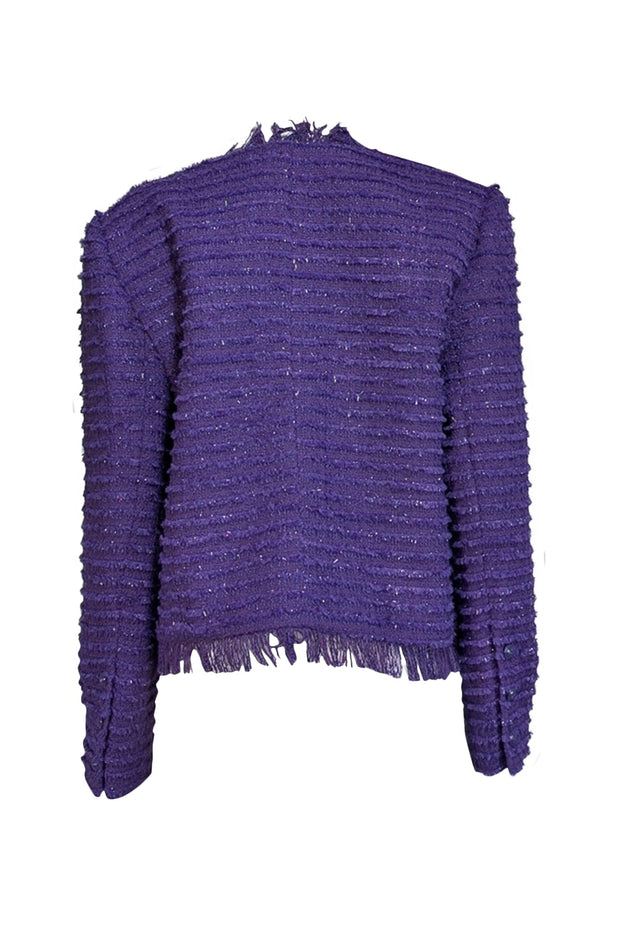 L'Agence - Deep Violet Metallic Tweed Blazer Sz 4 - Current Boutique
