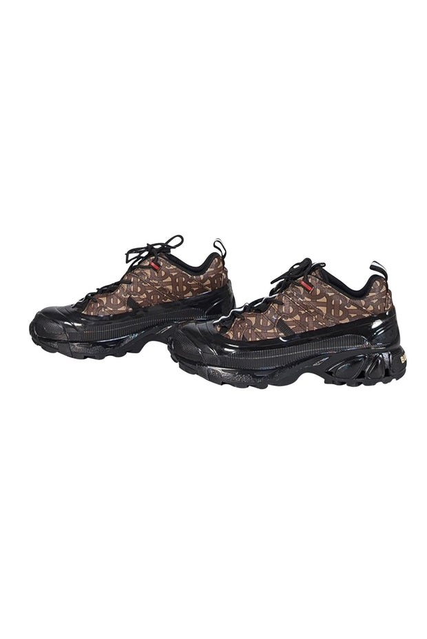 Burberry - Black w/ Brown & Beige Logo Sneakers Sz 9.5 - Current Boutique