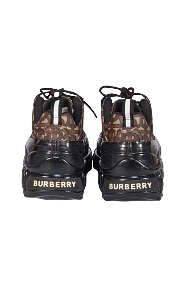 Burberry - Black w/ Brown & Beige Logo Sneakers Sz 9.5 - Current Boutique