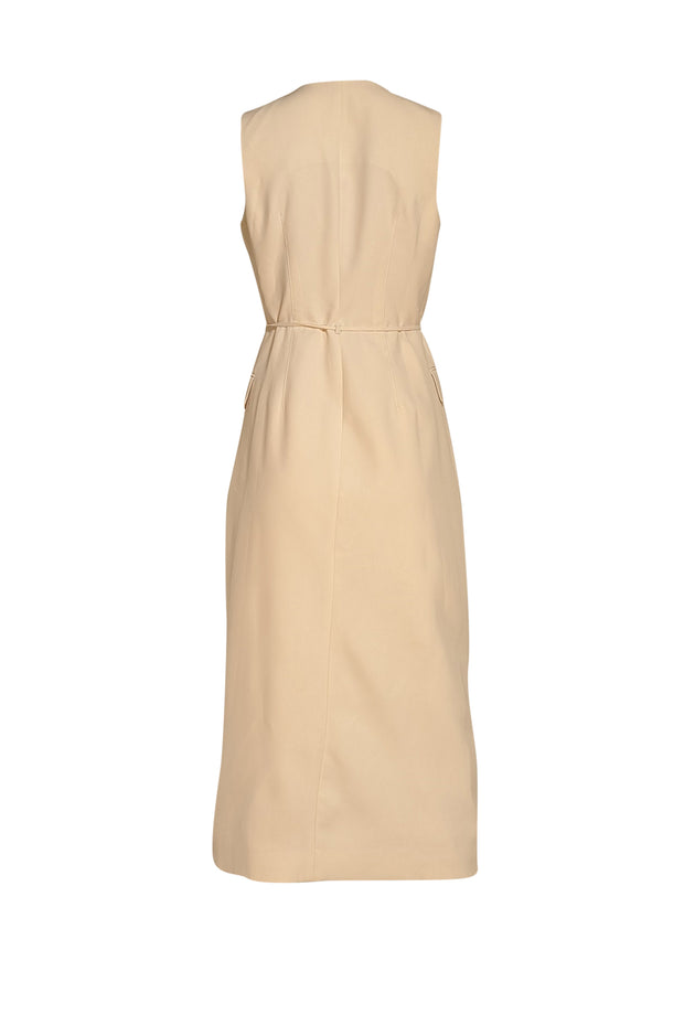 Halston - Cream Wrap Sleeveless Vest Style Dress Sz 4 - Current Boutique
