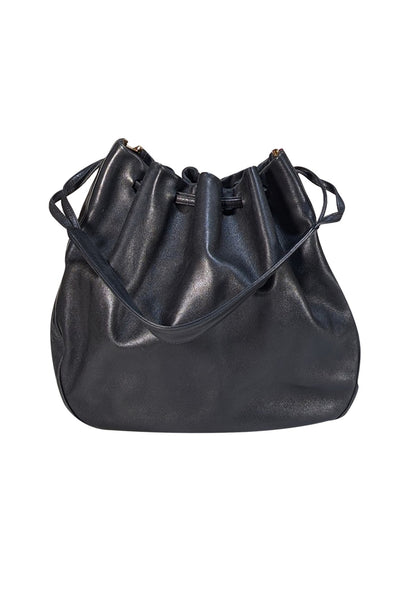 Bally - Black Leather Bucket Bag w/ Gold B Detail - Current Boutique