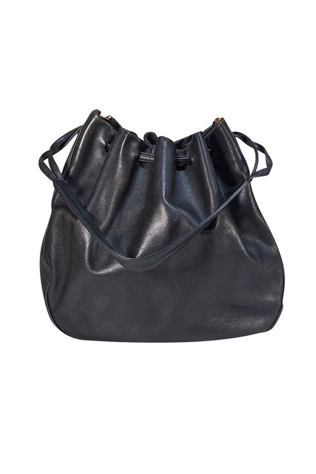 Bally - Black Leather Bucket Bag w/ Gold B Detail - Current Boutique