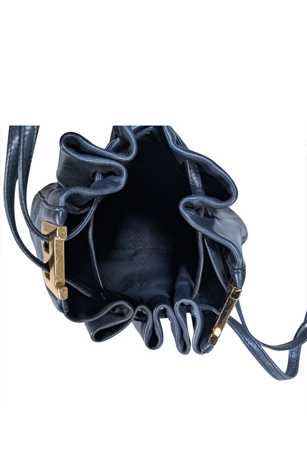 Bally - Black Leather Bucket Bag w/ Gold B Detail - Current Boutique