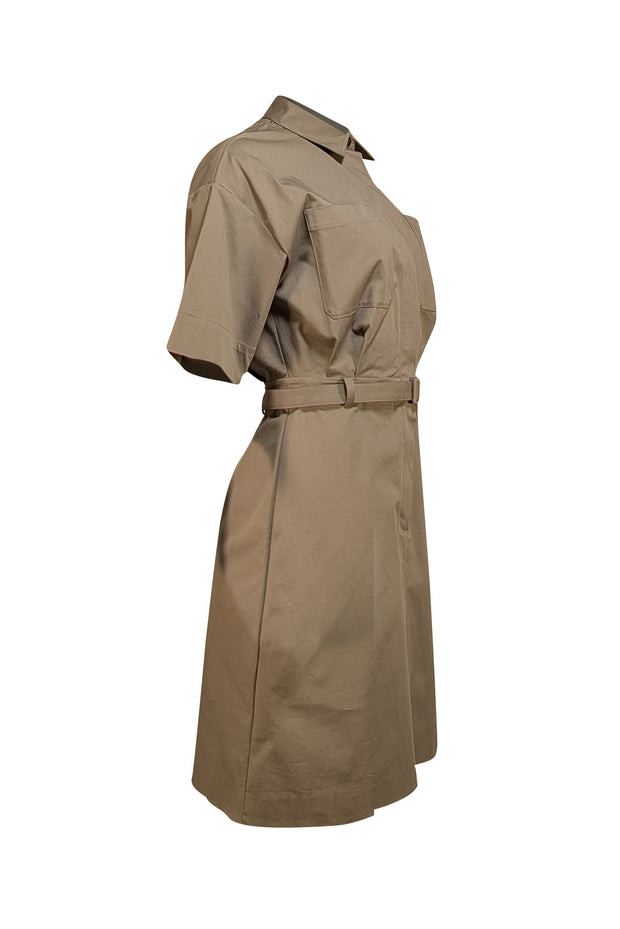 Theory - Green Chino Belted Shirtdress Sz 4 - Current Boutique