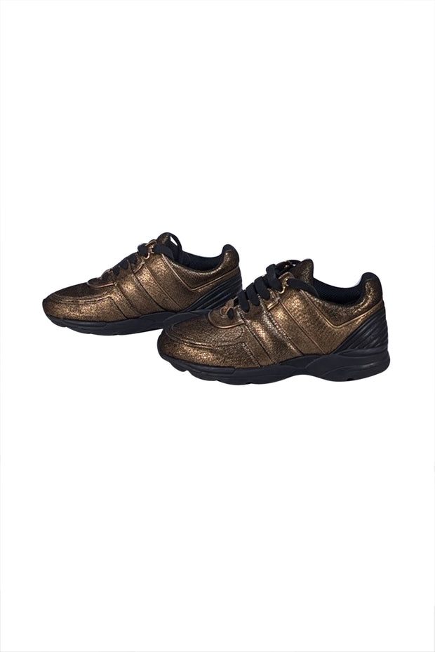 Chanel - Gold & Black Iridescent Sneakers Sz 8.5 - Current Boutique