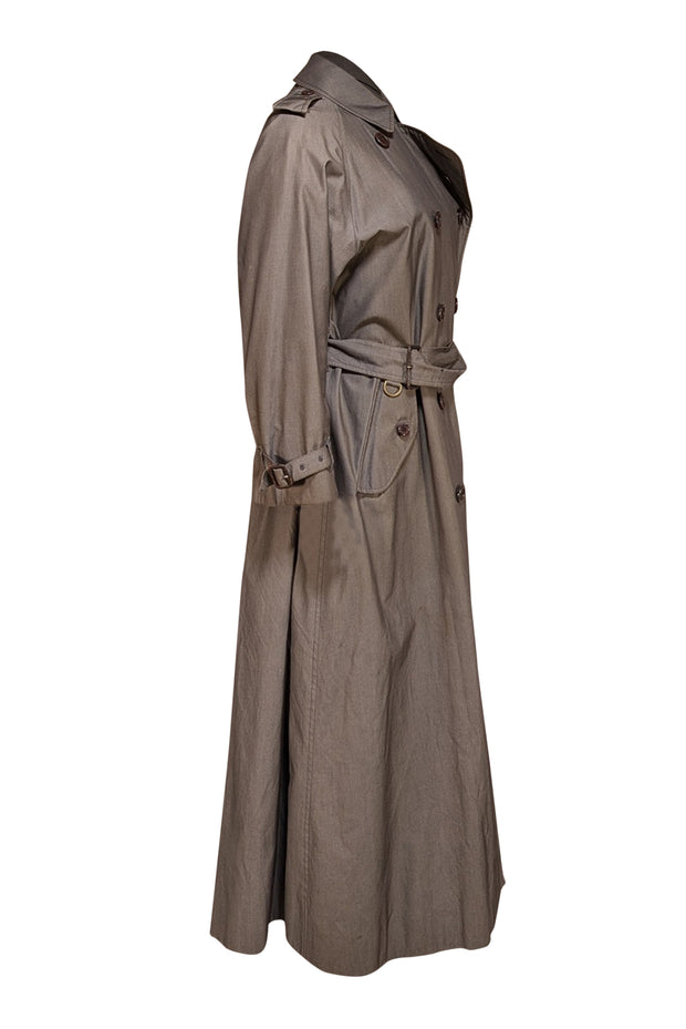 Burberry - Grey Long Trench Coat Sz M - Current Boutique